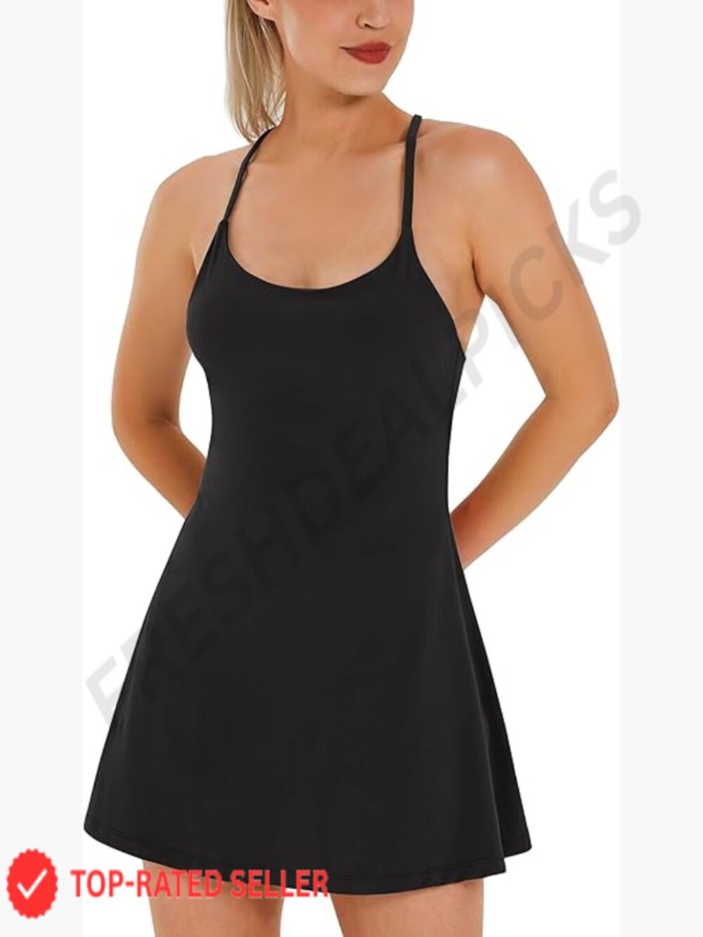 Tennis Dress with Built-in Bra & Shorts Pockets Athletic Summer Golf Dress
